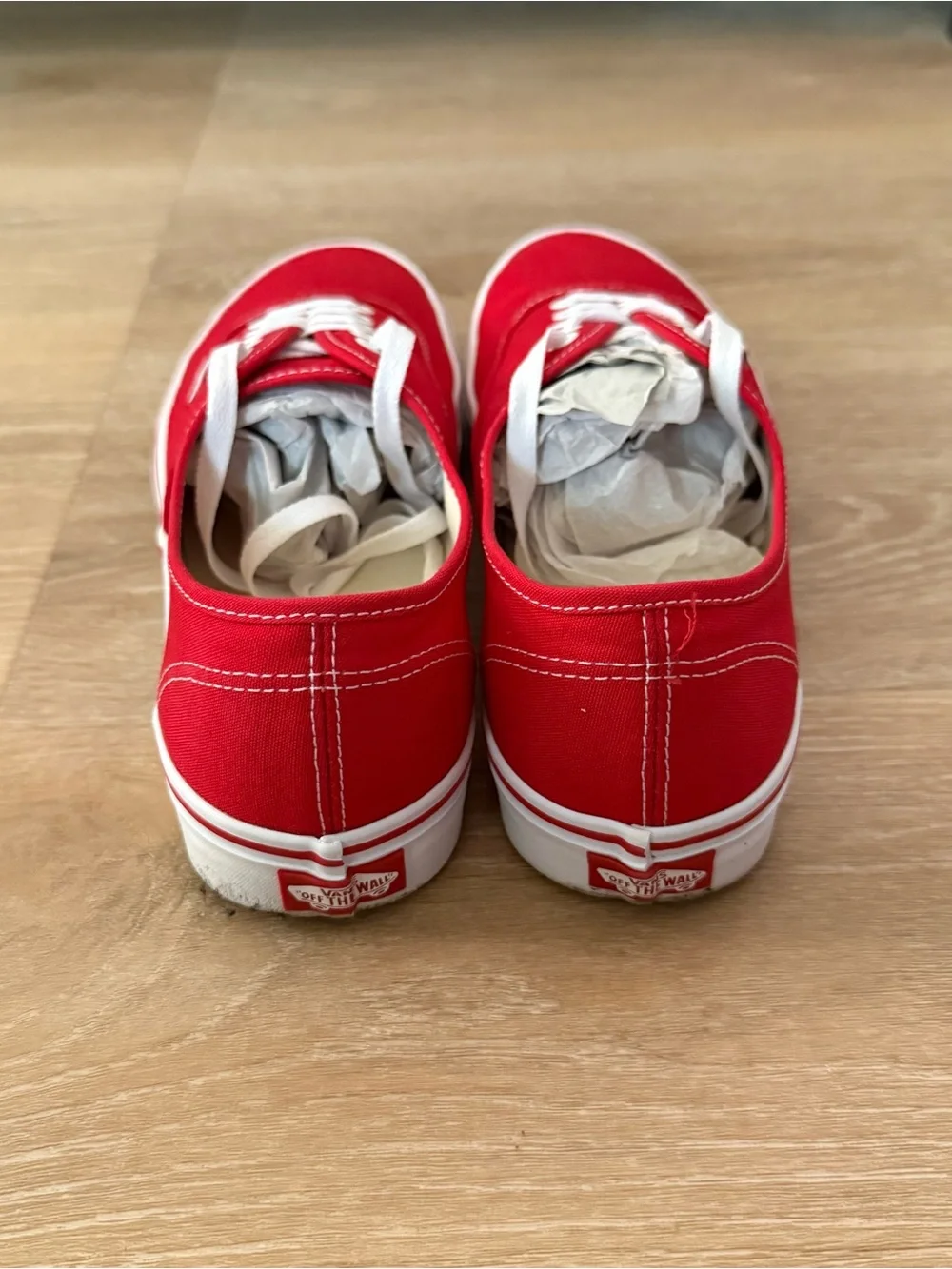 Vans Red Low-Top Canvas Sneakers with White Laces
